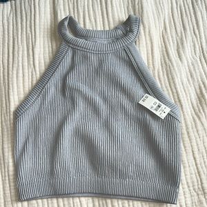Aerie High Neck Ribbed Tank Crop